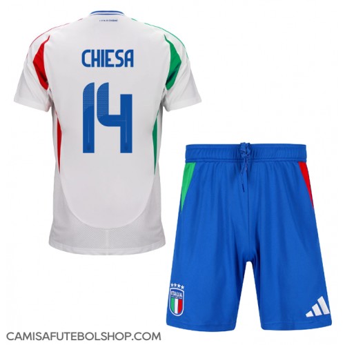 Camisa de time de futebol Itália Federico Chiesa #14 Replicas 2º Equipamento Infantil Europeu 2024 Manga Curta (+ Calças curtas)
